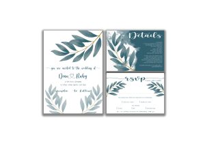 Teal Leaf Elegance Wedding Stationery Suite - Digital Download