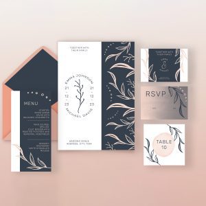 Floral Wedding Digital Set - Peach and Blue Stationery Downloads