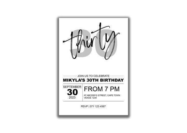 Elegantly Modern 30th Birthday Digital Invite