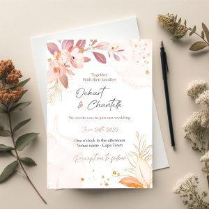 Soft Watercolor Flowers Border Wedding Invite, digital wedding invite