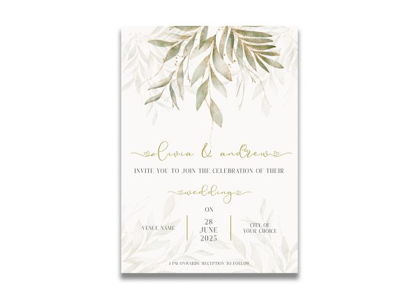 Cream Ivory Vintage Botanical Greenery Wedding Invitation Digital Download