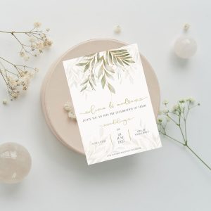 Cream Ivory Vintage Botanical Greenery Wedding Invitation Digital Download