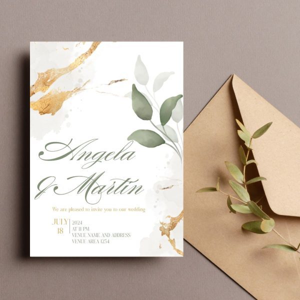 White Watercolor Wedding Invite